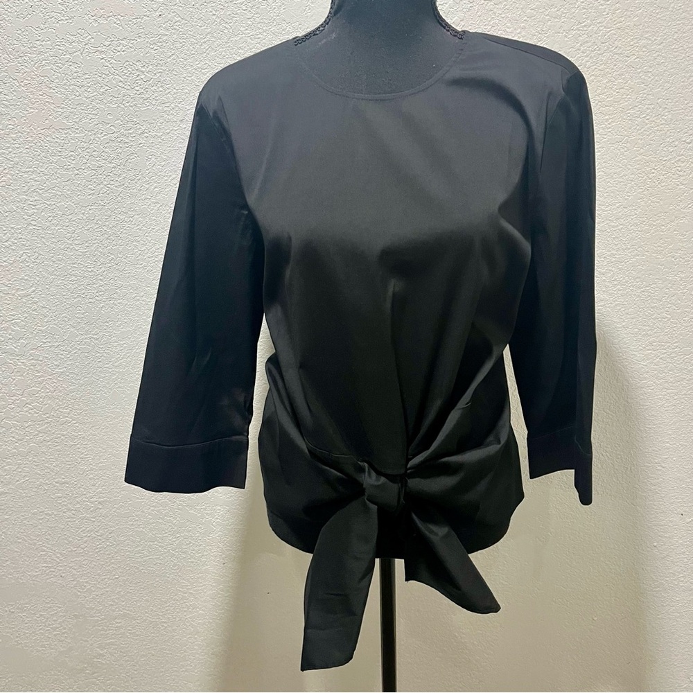 Halogen Black Tie-Front Blouse